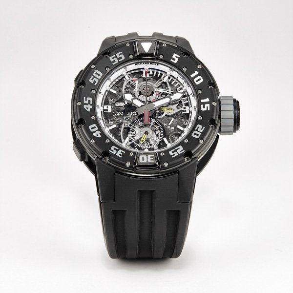 Richard Mille，RM025型号罕有创新碳质聚合物钛金属镂空陀飞轮计时潜水腕表，年份约2014；拍品编号2128；