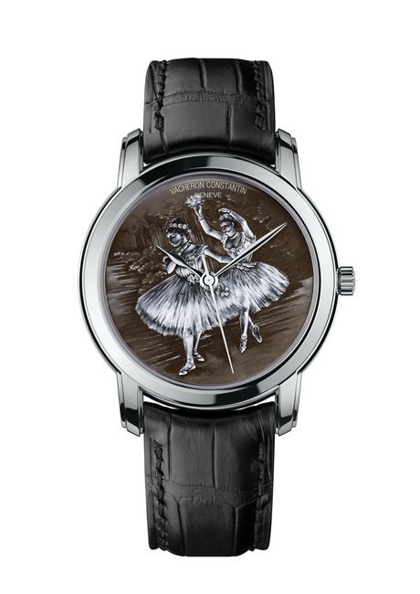 Métiers d'Art艺术大师Hommage à l'Art de la Danse系列半透明大明火灰色珐琅彩绘工艺的表盘图案源自法国画家Edgar Degas的画作