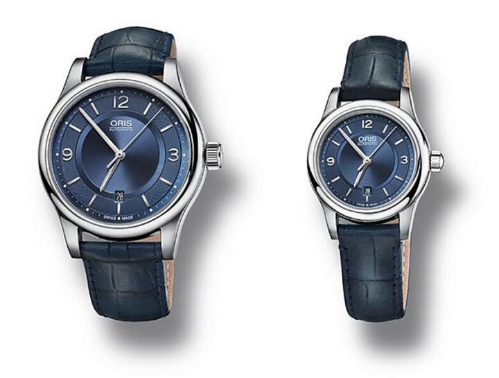 Oris 文化系列经典日历腕表蓝色牛皮表带款