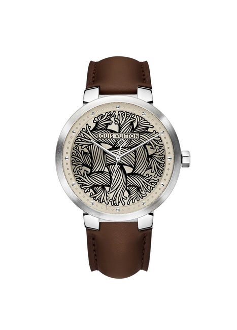 Tambour Damier Rope腕表表盘压印的图案灵感来自Christopher Nemeth经典绳索主题， 限量50枚，独立编号并搭配Monogram帆布表带。