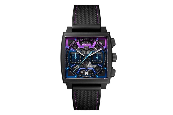 TAG Heuer Monaco 镂空计时腕表电光紫限量版