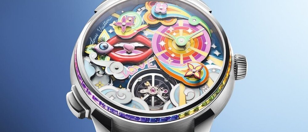一键启动 7 种机关 路易威登新款 Tambour Taiko 珐琅手表，连飞行陀飞轮都变成 “和平符号”