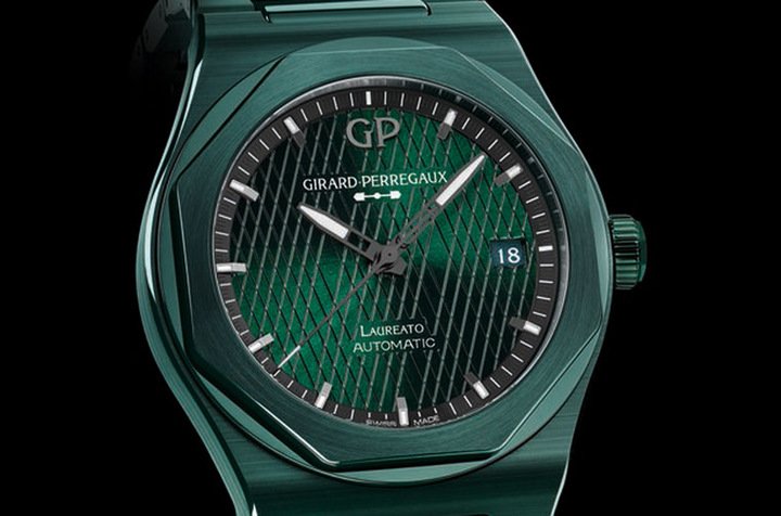 GP x ASTON MARTIN联名表有个共同特征在于面盘的钻石纹，这项特色也延续进双方最新的作品中。