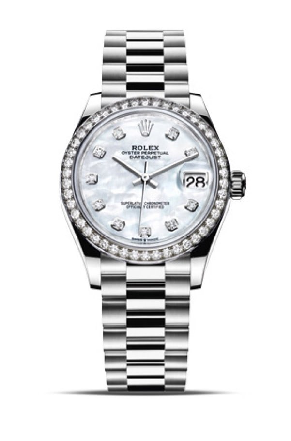Oyster Perpetual Datejust，31毫米，18ct白金，镶嵌钻石