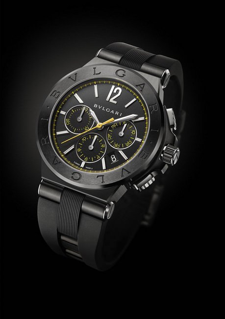 Diagono Ultranero Chronograph计时腕表一体成型橡胶表带
