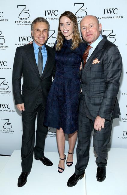 Christoph Waltz与Emily Blunt 、IWC CEO George Kern参与IWC 2015年日内瓦国际高级钟表展活动