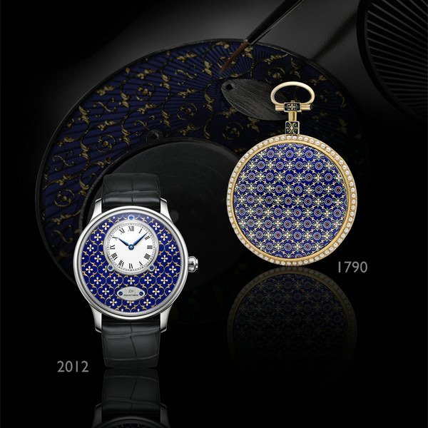 金箔雕花珐琅时分小针盘腕表（Petite Heure Minute Paillonnée）