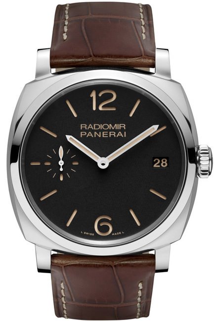  Radiomir 1940 3 Days 47毫米3日动力储存腕表PAM00514搭配黑色皮革表带和棕色鳄鱼皮表带，属沛纳海历史系列