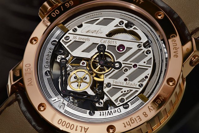 DEWITT 828系列经典陀飞轮腕表搭载的DW 8015型机芯