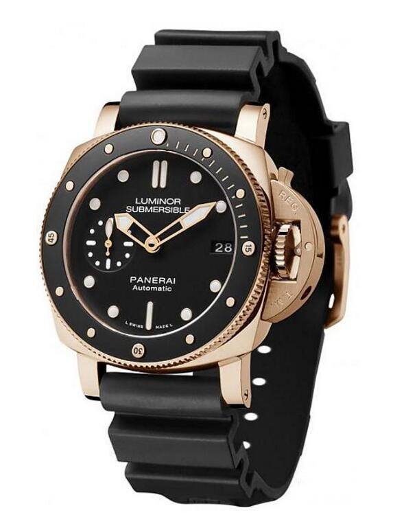 Luminor Submersible 1950 3 Days Automatic潜水腕表PAM00684 18K玫瑰金材质／P.9010自动上链机芯／时、分、小秒、日期显示／ 蓝宝石水晶镜面、透明底盖／防水100米／表径42mm／限量250只