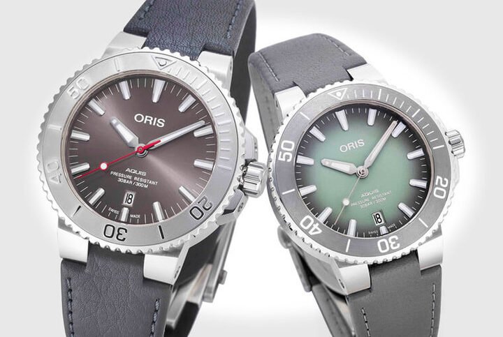 ORIS 2019年所推出的Aquis系列可以从中找到不同表径大小以及面盘配色的款式，提供情侣们寻找对表时的参考方向