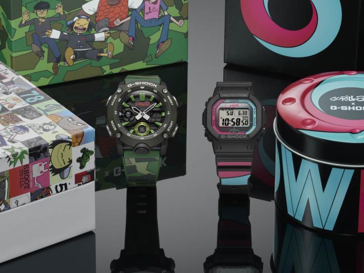  G-SHOCK再度携手虚拟乐团Gorillaz，并以乐团的专辑为灵感设计出两款手表