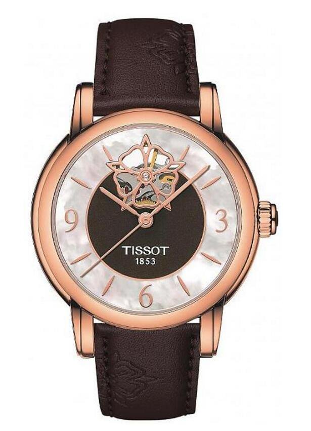 天梭心媛系列自动款腕表/316L精钢材质/Powermatic 80自动上链机芯/ 时、分、秒显示/蓝宝石水晶镜面、透明底盖/防水30米/表径35mm