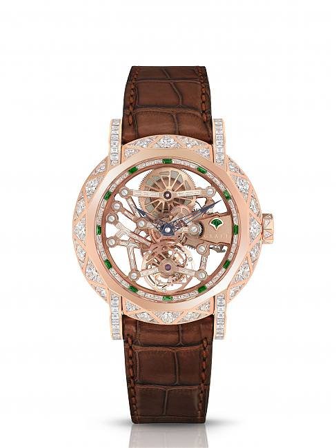 格拉夫Diamond MasterGRAFF Structural Tourbillon Skeleton腕表46毫米表壳以格拉夫的专利隐形马赛克镶嵌技术镶满顶级美钻