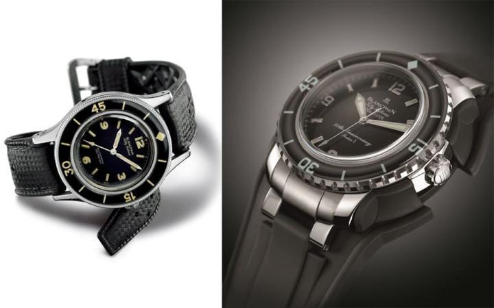 图左为1953年第一只五十㖊手表、图右为2003年问世的五十㖊50周年纪念版。