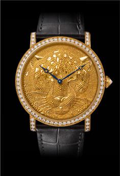Cartier卡地亚ROTONDE DE CARTIER PANTHERE EN GRANULATION花豹珠粒装饰