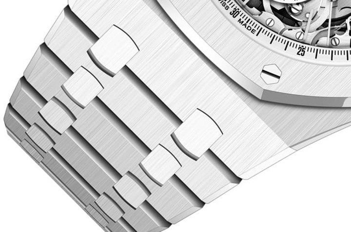 爱彼2023年以白色陶瓷打造最新Royal Oak Grande Complication，手表汇聚多项复杂功能，包括三问与万年历等。