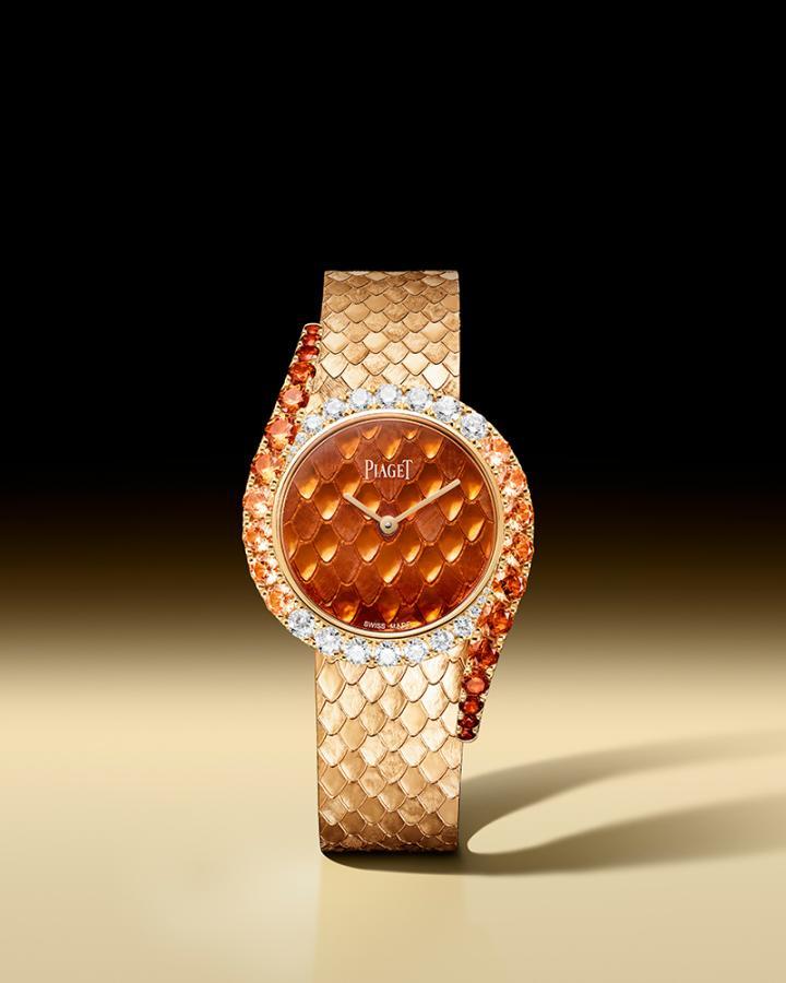 Limelight Gala 18K 玫瑰金锰铝榴石珐琅彩绘珠宝腕表