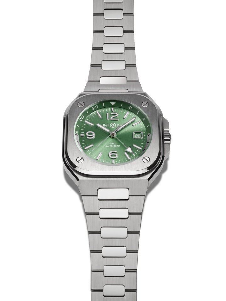 BR‑05 GMT Green Steel 鼠尾草绿两地时间腕表