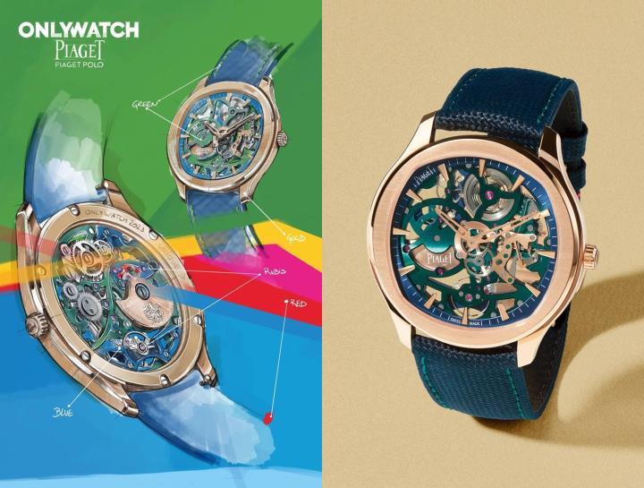 从概念图中可以看到手表为了呼应本届Only Watch拍卖会的彩色主视觉，而比过往融入更多色彩。