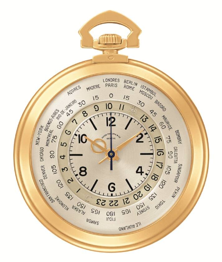 Reference 605 HU黄金版，产于1936/1937年。Patek Philippe首枚世界时间怀表