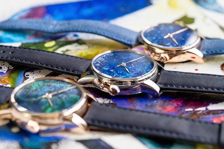 Moritz Grossmann与德国当代画家Max Frintrop展开跨界对话，推出以其工作室地板为灵感来源的独特表盘—每一枚皆为唯一。