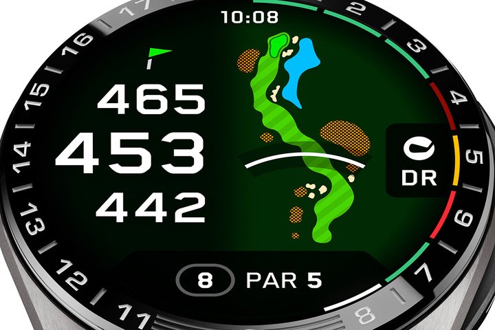 TAG Heuer 与 TaylorMade 联合研发，将专业高尔夫数据分析转化为流畅便捷的移动端体验，完整覆盖球员参赛、复盘、持续精进全流程。依托先进算法技术，腕表可全自动记录全场每一次挥杆与点位信息，无需选手手动操作，让球手全身心投入竞技。