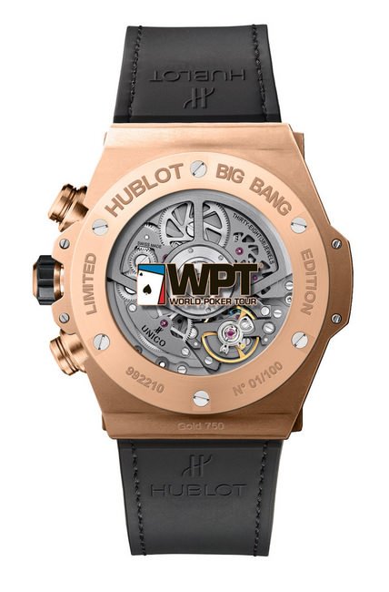HUBLOT限量版Big Bang UNICO World Poker Tour 18K King Gold款腕表搭载黑色PVD涂层UNICO HUB1242机芯