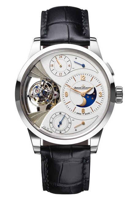 Duométre Sphérotourbillon Moon 双翼立体双轴陀飞轮月相腕表，完美结合历史悠久的传统天文学智慧与积家源源不绝的创造力，限量发行75枚