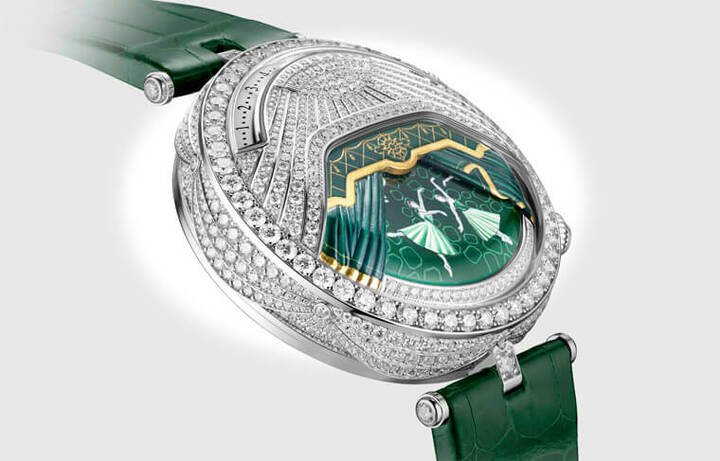 梵克雅宝新作Lady Arpels Bal ler ines Musicales融合金雕、宝石镶嵌、微绘与发声功能，打造出集结视觉与听觉效果的作品