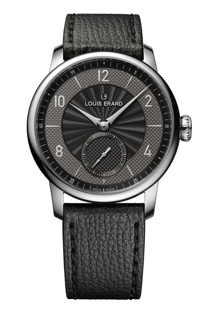 Excellence机刻雕花小三针烟煤黑色手表42mm