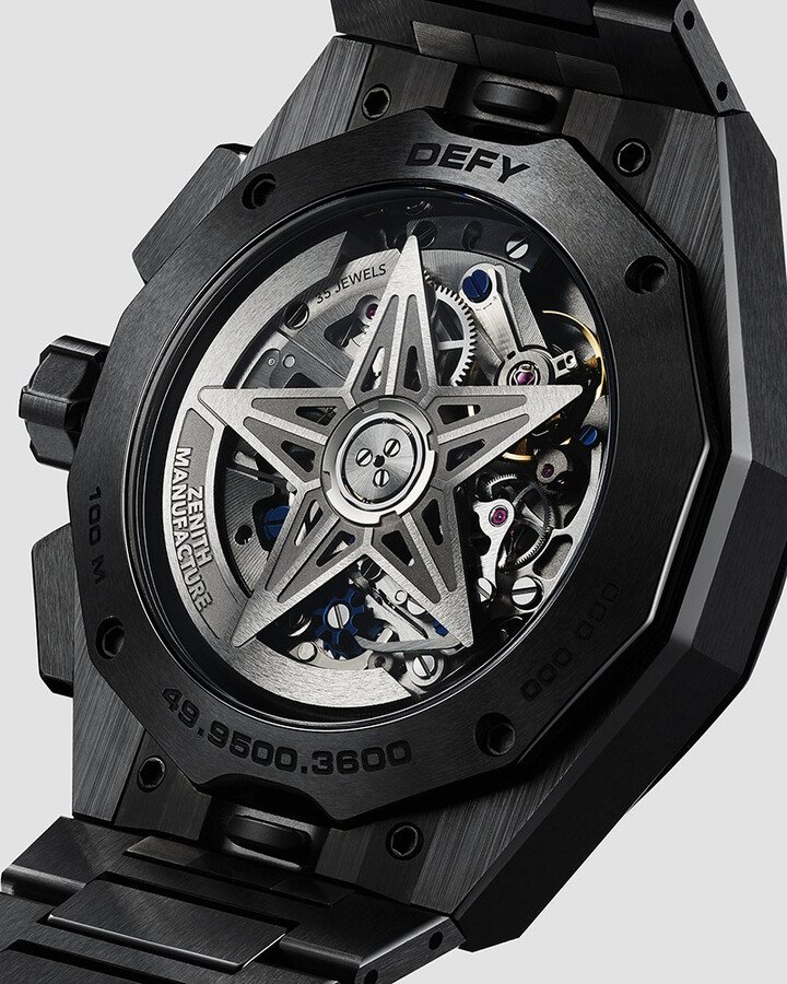 El Primero 3600 机芯为 Defy 挑战系列 Skyline 天际线计时腕表提供稳定且源源不断的动力，身为 Zenith 传奇高振频计时机芯的当代进化版本，能以极高精准度显示 1/10 秒。
