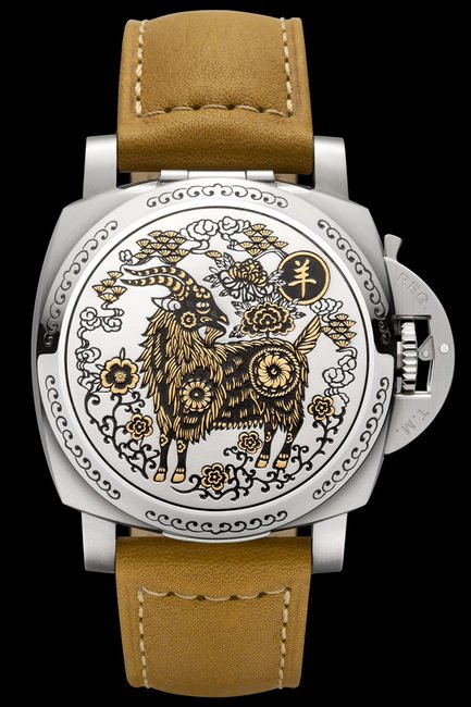 Luminor 1950 Sealand 3 Days Automatic Acciaio 44 毫米3日动力储存自动精钢腕表（PAM00848）的全新羊年限量版腕表，沛纳海P.9000自动上链机械机芯，完全由沛纳海研制，133⁄4法分，厚7.9毫米，28石，Glucydur® 平衡摆轮，每小时振动28,800次，Incabloc® 防震装置，3日动力储存，2个发条盒，197个零件。限量100枚