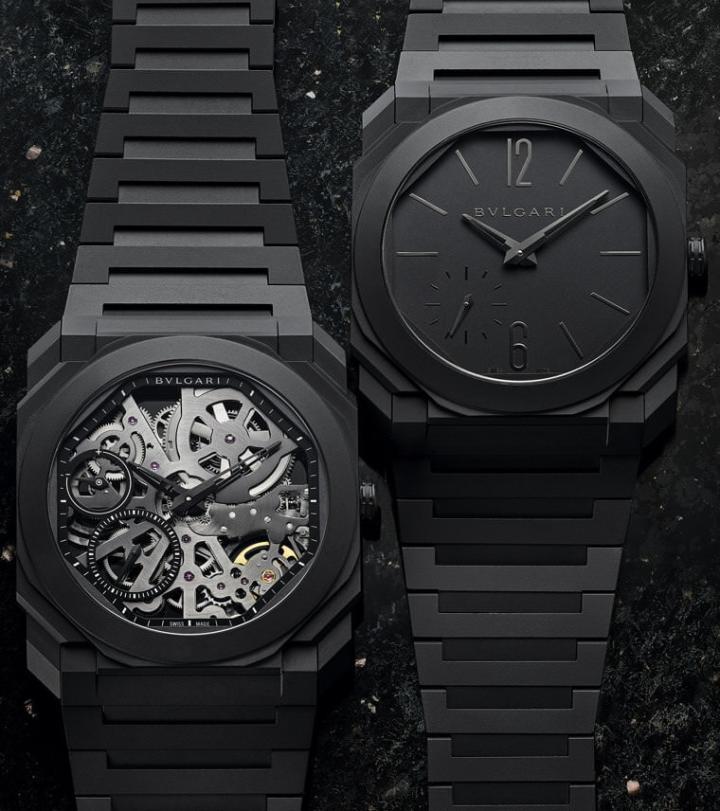 宝格丽Octo Finissimo家族过往多数采用钛金属或贵金属材质，2019年品牌首次采用陶瓷材质，将超薄工艺的制作水准带往更高的境界