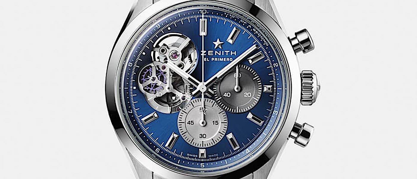 真力时Chronomaster镂空计时表新增专卖店限定独卖蓝色面盘款式