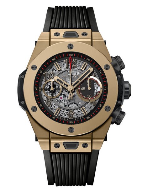 HUBLOT Big Bang Unico Full Magic Gold腕表搭载碳灰色涂层UNICO HUB1242机芯，并且将于2015巴尔塞珠宝钟表展隆重面世，限量250枚