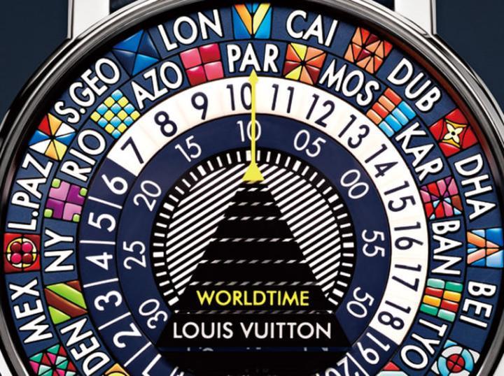 黑色三角形与黄色指标是面盘中唯一固定不动的装置，至于分钟显示环与24小时显示环则会自主转动，由此达到走时的功效