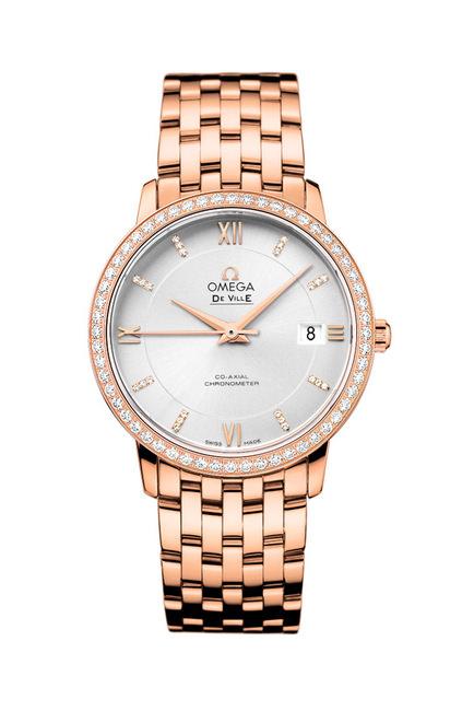 36.8毫米碟飞Prestige腕表表盘上搭配镶钻标志与金质罗马数字，充满女性优雅气韵