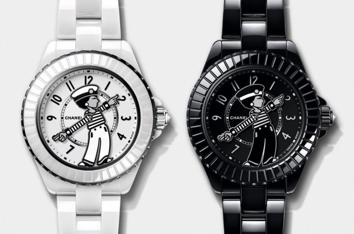 2023年香奈儿第9度为Only Watch拍卖会制作拍品，这次的作品为一对黑白Mademoiselle J12 La Pause腕表。