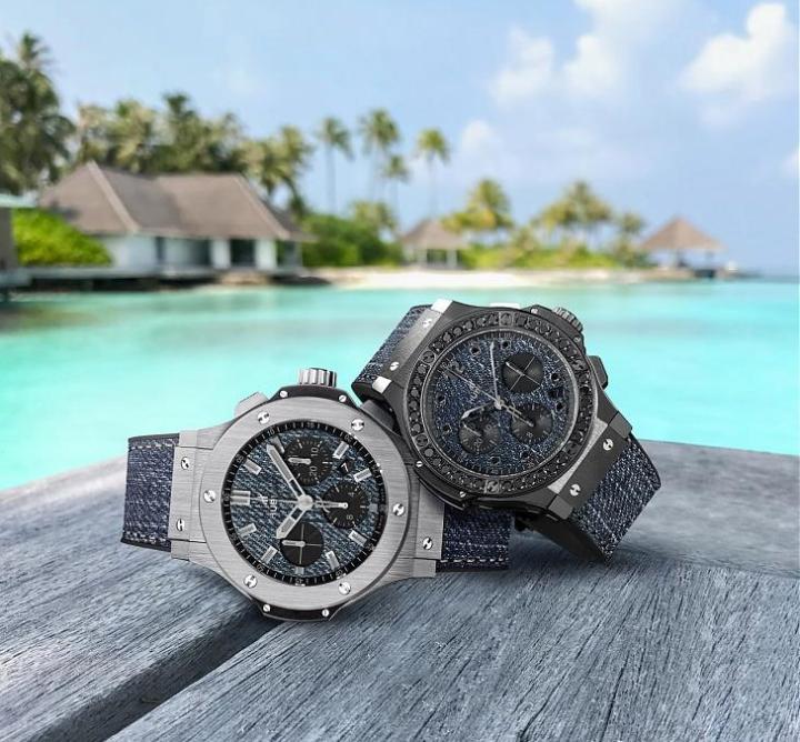 Big Bang丹宁陶瓷黑钻腕表（右）&Big Bang丹宁不锈钢腕表（左）