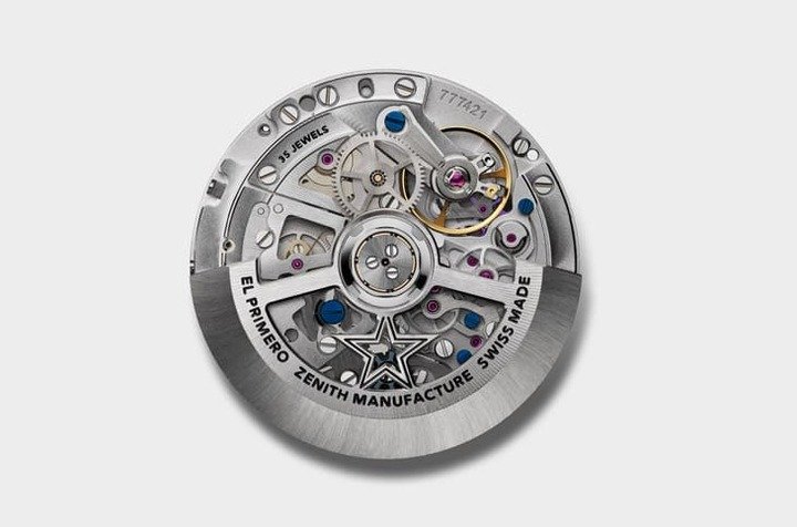 表背可以欣赏到El Primero 3610机芯的密致结构。