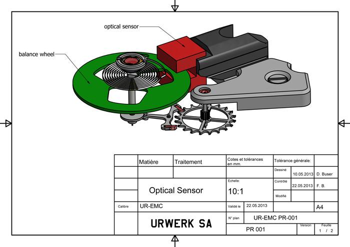 一个ARCAP合金摆轮，拥有极理想的空气动力性能，摆幅耗损减至最低；URWERK一直爱用ARCAP合金，因为这种物料有防磁及抗腐蚀的特性。