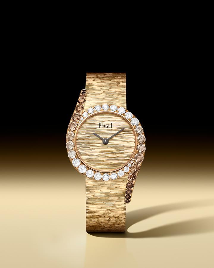 Limelight Gala 18K 玫瑰金干邑色钻石珠宝腕表