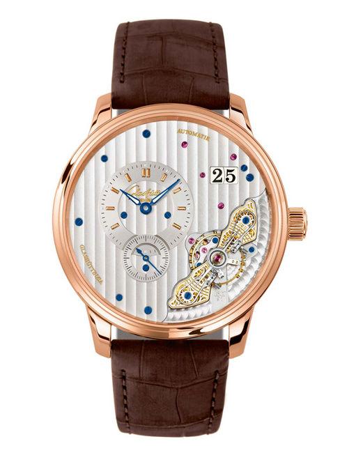 格拉苏蒂将于2014年巴塞尔世界钟表珠宝展展出机芯倒置大日历PanoMaticInverse腕表（红金材质）