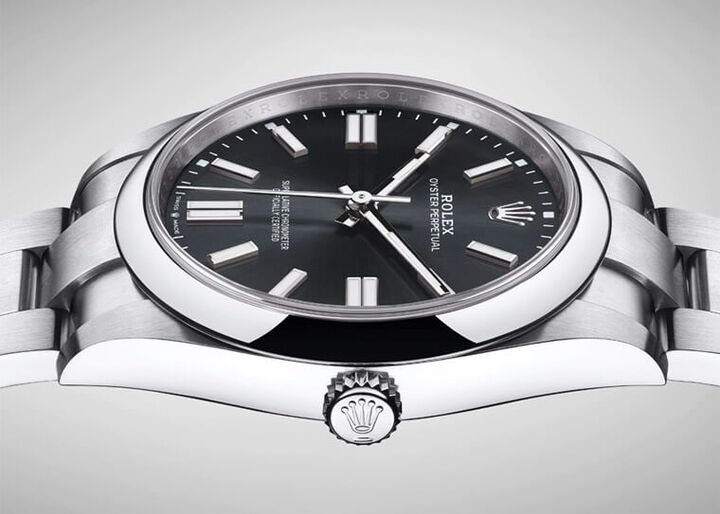 Oyster Perpetual 2020年改款后系列中表径最大者一举调整到变成与新水鬼一样的41mm，对当前男性佩戴者而言戴起来更刚好