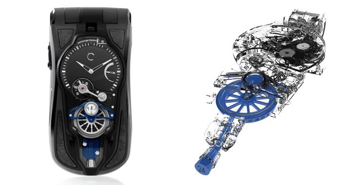 左： Celsius X VI II全新OptiC GMT Véloce - 右：机芯