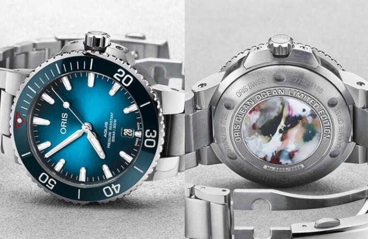 ORIS 2019年推出的Clean Ocean限量表，当时手表背面便具有再生PET塑料做成的装饰