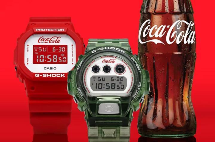 G-SHOCK和可口可乐公司再度双强联手，推出以DW5600和DW6900为基础的最新联名表。