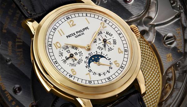 百达翡丽5074J型号黄金自动上链三问万年历腕表备大教堂钟声，月相及闰年显示腕表