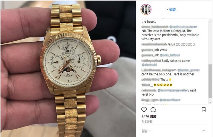 2018年初这只Datejust Perpetual Calendar在一个表商的IG中出现，配上了黄金链带，据悉不少好莱坞名人都是他的顾客
